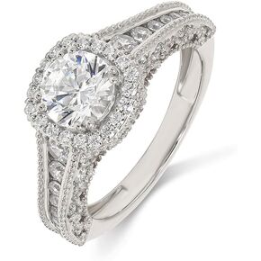 1-5 Carat (ctw) White Gold Round Cut LAB GROWN Diamond Halo Engagement Ring (Color E-F Clarity VS2-SI1)