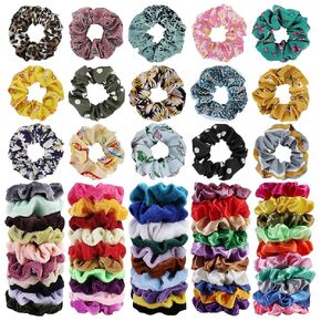 Cehomi 75 Pcs Velvet Hair Scrunchies Hair Bands for Women or Girls,Elastic Soft Ponytail Holder Hair Ties for Birthday, Party, Thanksgiving, Christmas, Multicolor