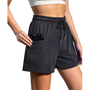 Womens Cotton Sweat Shorts Casual Summer Short High Waisted Drawstring Lounge Athletic Cargo Shorts with Pockets