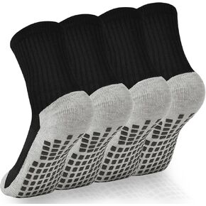 Kids Grip Soccer Socks Cushioned Football Socks Non Slip Crew Socks Cotton Athletic Socks for Youth Boys Girls