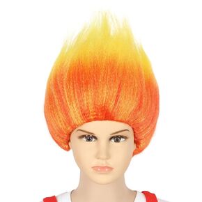 Fire Wig Flame Shape Wig Red Orange Ombre Wig Halloween Cosplay Party Costume Wig (Size:Small)