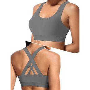 Sports Bras for Women High Support Large Bust, Outdoors High Impact Yoga Wireless Padded Bras for Sagging Breasts,White Padded Low Back Athletic Sleep Workout Strappy Racerback Sports Bra Grey L