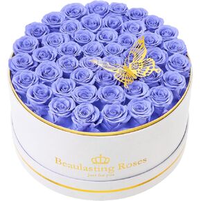 Preserved Roses 47-Piece Forever Real Roses in Suede Box Flowers for Delivery Prime Preserved Flowers Gift for Wife Mothers Day Valentines Day (Red)
