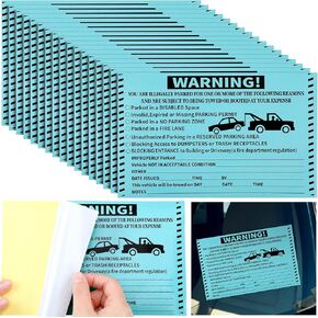 Crtiin 200 Pcs Adhesive Parking Violation Stickers Illegally No Parking Stickers Handicap Parking Tickets Hard to Remove Towing Sign Notice Towing Tags Fluorescent Labels for Car Vehicle Truck (Green)