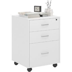 sogesfurniture 3 Drawer Mobile File Cabinet Under Desk Storage,Filing Cabinets for Home Office On Wheels, Wood Under Desk Filing Cabinet, Rolling Printer Stand with Wheels, Rustic Brown
