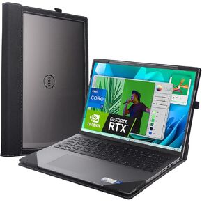 Laptop Cover for Dell inspiron7640 7635 16" (5620 5625 5630 7610 7620 7630) 2-in-1， All Inclusive Drop Case 16" PU Leather Inside Pocket Cover (Dark Gray)