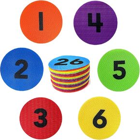 Carpet Dots with Number 1-26,4 Inch Circle Sitting Spots Markers,6 Colors Carpet Markers for Classroom,Floor Dots for Teacher Supplies(26pcs)
