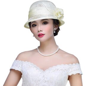 Retro Sinamay Veil Flower Bride Wedding Fascinator Hat Feather Bowler Hat Hair Accessory Banquet Cocktail Party