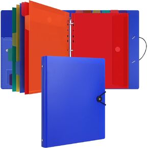 Uquelic 3 Ring Binder with 12 Binder Pocket Folders, Letter Size, Color Binder Pouch for Important Paper Files, Documents, Photos, Letters, Cards (Clear)