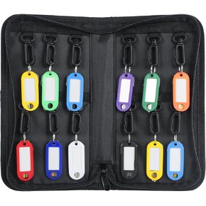 Uniclife Portable Zippered Key Case Waterproof and Fireproof Key Organizer with 12 Colorful Key Tags and Hooks Key Storage Book for Offices Real Estate Agencies Hotels and Rental Management