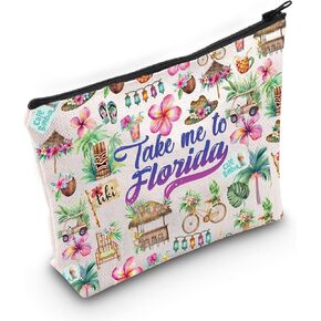 WZMPA Florida State Travel Cosmetic Bag Florida Souvenirs Gift Take Me To Florida Zipper Pouch Travel Bag Florida Vacation Merchandise (Take Florida)
