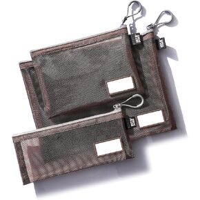 Nylon Zipper Pouch Set with Name Tabs - Mesh Bags for Makeup & Diaper Storage