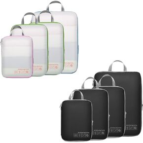 Cambond 4 Set Compression Packing Cubes White Bundle with 4 Set Compression Packing Cubes Black in Kuwait