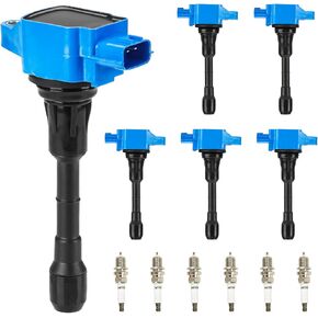 Ignition Coil & Iridium Spark Plugs UF550‎ for Nissan Altima Maxima Murano Pathfinder Quest Infiniti EX35 FX35 G25 G35 Q50 QX60 07 08 09 10 11 12 13 14 15 16 17 3.5L 3.5 C1670 5C1727-6 Set