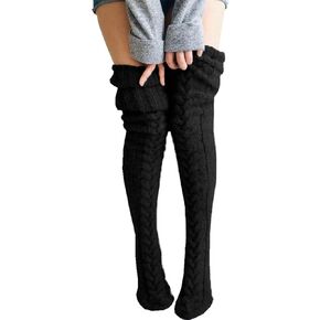 Winter Warm Cable Knitted Extra Long Stockings Thick Thigh High Boots Leg Warmer Over Knee High Socks for Girls Women