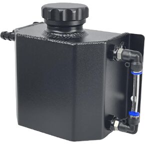 Sutekus Overflow Tank Universal Coolant Radiator Tank 1L Aluminum Coolant Reservoir Tank Expansion, Black