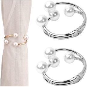 2 PCS Metal Pearls Curtain Tiebacks Spring Closure Curtain Holders No Drilling No Hooks Draperies Tie Backs Curtain Holdbacks Gold in Kuwait