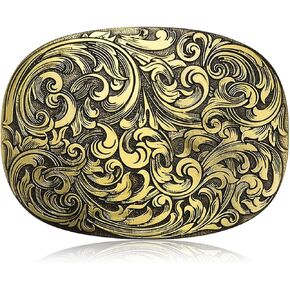 MASOP VOGU Western Belt Buckles Men Antique Engraved Flower Solid Metal Cowboy Belt Buckle for Men Women