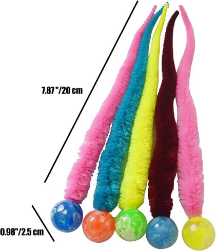Interactive Cat Balls, 5 Packs Cat Bouncy Balls with Rainbow Worm Cat Chaser Toy Cat Exrecise Toy Balls, Hour of Entertainment, Safe for Your Kitty in Kuwait