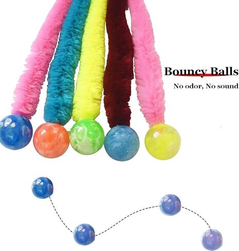 Interactive Cat Balls, 5 Packs Cat Bouncy Balls with Rainbow Worm Cat Chaser Toy Cat Exrecise Toy Balls, Hour of Entertainment, Safe for Your Kitty in Kuwait