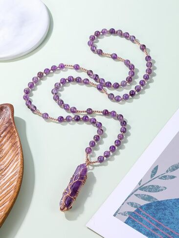 CrystalTears Healing Crystal Necklace for Women Tree Life Wire Wrapped Quartz Crystal Point Stone Pendant Necklace Gemstone Beaded Necklace Jewelry Crystal Gifts for Women Mom in Saudi Arabia