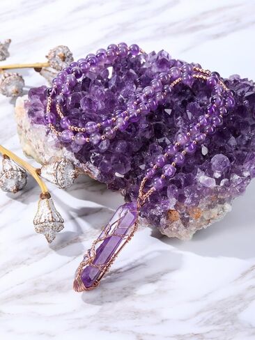 CrystalTears Healing Crystal Necklace for Women Tree Life Wire Wrapped Quartz Crystal Point Stone Pendant Necklace Gemstone Beaded Necklace Jewelry Crystal Gifts for Women Mom in Saudi Arabia