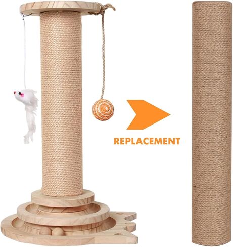 Natural Sisal Replacement Scratching Post, 15.7'' 2 Pieces M8 Cat Scratch Post Refill Pole Parts for Refurbishment, Include Screws (Green) in Kuwait