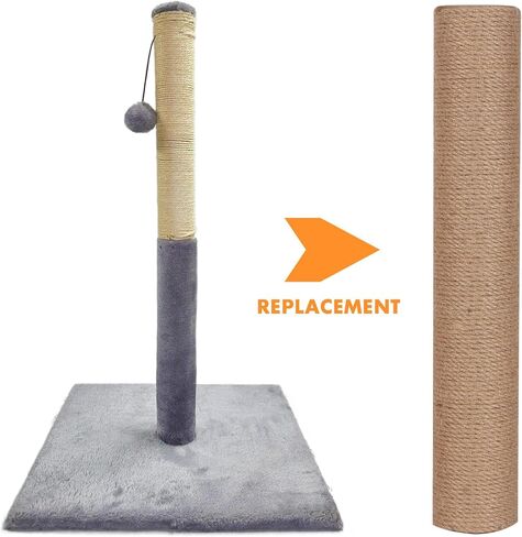 Natural Sisal Replacement Scratching Post, 15.7'' 2 Pieces M8 Cat Scratch Post Refill Pole Parts for Refurbishment, Include Screws (Green) in Kuwait
