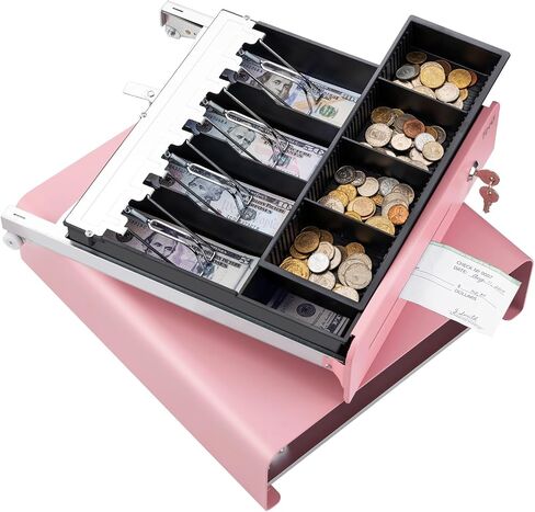 Tera Cash Register Drawer 13 inch: Auto Open with 6 Keys Heavy Duty 4 Bill 4 Coin Removable Cash Tray Media Slot 24V RJ12 Key-Lock Round Corner for POS System Small Businesses Retail 335R Black in Saudi Arabia