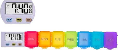 [2024New] 1 Day 4 Times Pill Organizer,5 Alarms+1 Timer,Loud Sound,Large Compartment,Large Screen,Moisture-Proof Design,Hold Vitamins,Fish Oil,Weekly Pill Box/Cases,Daily Medicine Dispenser in Kuwait