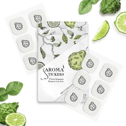 AROMA STICKERS®- (All Scents, Pack of 5-100% Natural Essential Oil Stickers for Face Mask & Pillow (12 stickers/pc) -Pure Essential Oil Scented Patch/Personal Aroma/Relaxing/Refreshing in Kuwait