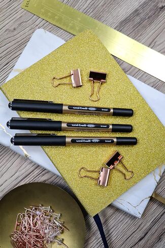 uni-ball On Point ‘Stay Gold’ Eye Broad Rollerball Handwriting Pens 3 Pack in Black, Blue and Red Ink in Saudi Arabia