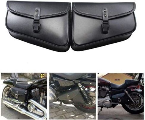 Motorcycle Black Faux Leather Saddlebags Saddle Bags Luggage Bag For Harley Sportster XL 883 1200 (right) in Saudi Arabia