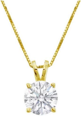 2/3 Carat 4 Prong Solitaire Basket Diamond Pendant Necklace 14K Yellow Gold (I, I2, 0.6 ctw) in Saudi Arabia