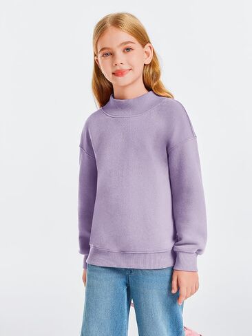 Haloumoning Girls Turtleneck Oversized Sweatshirts Kids Fashion Pullover Long Sleeve Top Clothes 5-14 years in Saudi Arabia