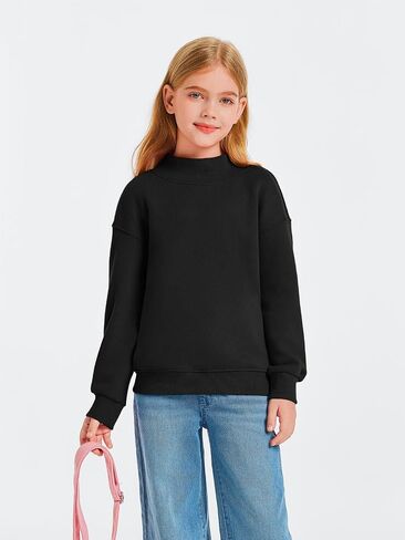 Haloumoning Girls Turtleneck Oversized Sweatshirts Kids Fashion Pullover Long Sleeve Top Clothes 5-14 years in Saudi Arabia