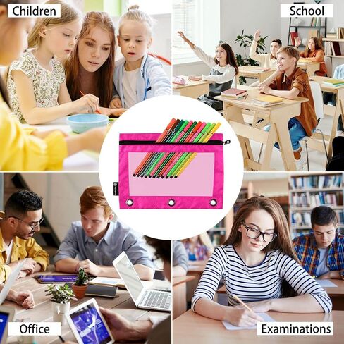 Binder Pencil Pouch 3 Ring Light Steel Blue Zipper Pencil Pouches Case 2 Pack Clear Binder Organizer for School Office in Saudi Arabia