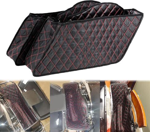 Motorcycle Drop-in Saddlebag Liners Non-Stretched Non-Tapered Fits for Harley Facotry Saddlebag Bottoms Touring Road King Road Glide Street Glide Electra Glide 2014-2023 (Red Thread) in Saudi Arabia
