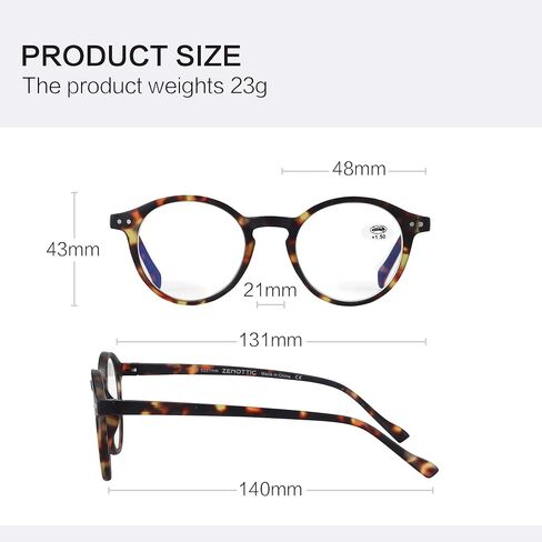 ZENOTTIC Reading Glasses Blue Light Blocking Round Glasses for Men Women Magnification 0.0 1.0 1.5 2.0 2.5 3.0 3.5 in Kuwait