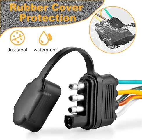 4 Pin 5 Wire Trailer Wiring Harness, 22FT Trailer Light Kit 4 Way Trailer Connector,Boat Trailer Wiring Harness, for Connection Both-Side Taillights of Trailer Boat RV ATV w/ Nylon Net Tube Protection in Saudi Arabia