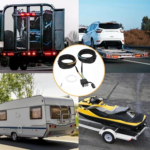 4 Pin 5 Wire Trailer Wiring Harness, 22FT Trailer Light Kit 4 Way Trailer Connector,Boat Trailer Wiring Harness, for Connection Both-Side Taillights of Trailer Boat RV ATV w/ Nylon Net Tube Protection in Saudi Arabia