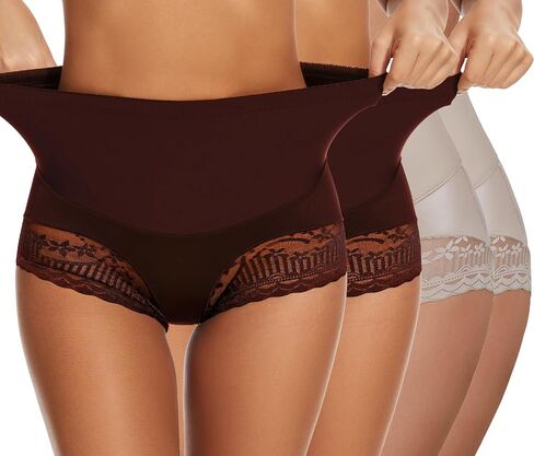 4 Packs Women's Tummy Control Underwear High Waisted Shapewear Panties Stretch Full Coverage Briefs in Saudi Arabia