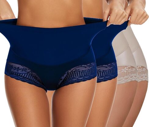 4 Packs Women's Tummy Control Underwear High Waisted Shapewear Panties Stretch Full Coverage Briefs in Saudi Arabia