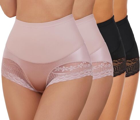 4 Packs Women's Tummy Control Underwear High Waisted Shapewear Panties Stretch Full Coverage Briefs in Saudi Arabia