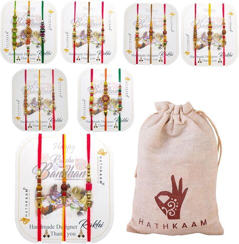 HATHKAAM 21 قطعة مصمم راخي للأخ مجموعة راخي التقليدية المصنوعة يدويًا لبهاي | سوار مع خرزة متعددة الألوان تناسب جميع أنحاء العالم بخيط قوي هدية راخي لراخشا باندهان in Kuwait