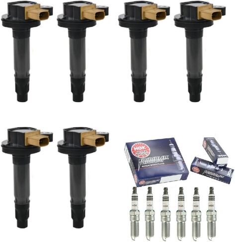 Ignition Coil Pack UF603 & NGK Spark Plug Set of 6 Replacement For Honda Odyssey Accord Crosstour Pilot Ridgeline Acura TL RL TSX 3.5 V6 2008 2009 2010 2011 2012 2013 2014 2015 2016 2017 in Saudi Arabia