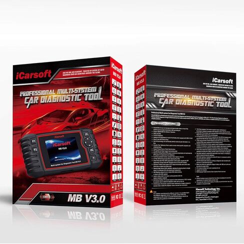 أداة تشخيص ثنائية الاتجاه لسيارة Mercedes-Benz/Sprinter/Smart، iCarsoft MB V3.0 (إصدار محسّن) 28+ خدمة إعادة تعيين ماسح ضوئي للنظام الكامل OBD2، اختبار البطارية/اختبار التشغيل، VIN التلقائي، المسح السريع in Kuwait