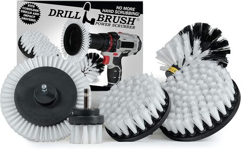 Red Stiff Bristle 5 Piece Cleaning Brush Kit - Outdoor Power Scrubber Brush Kit - Garden, Deck, and Patio Cleaning Tools Set - Concrete Stain Remover - Garden, and Lawn Equipment Cleaning Brush Set in Saudi Arabia
