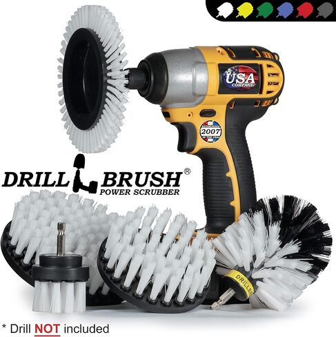 Red Stiff Bristle 5 Piece Cleaning Brush Kit - Outdoor Power Scrubber Brush Kit - Garden, Deck, and Patio Cleaning Tools Set - Concrete Stain Remover - Garden, and Lawn Equipment Cleaning Brush Set in Saudi Arabia