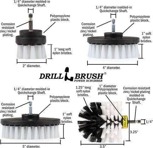 Red Stiff Bristle 5 Piece Cleaning Brush Kit - Outdoor Power Scrubber Brush Kit - Garden, Deck, and Patio Cleaning Tools Set - Concrete Stain Remover - Garden, and Lawn Equipment Cleaning Brush Set in Saudi Arabia